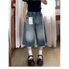 Calças Capris Jeans de Pernas Retas Estilo Americano para Mulheres, Novo Estilo de Verão, Tamanho Plus, Caimento Solto, Emagrecedor, Corpo em Formato de Pera, Shorts de Perna Larga