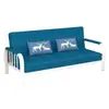 Sofá cama para pequeños apartamentos de alquiler, estructura de hierro y tela de doble propósito, plegable multifuncional, tablero artificial, estilo nórdico, palma de coco