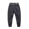 Macacão casual retrô desgastado japonês para trabalho masculino, solto, reto, esportivo, cropped, com cordão, leggings