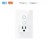 Interruptor de panel estándar de EE. UU. Tuya, Interruptor táctil inteligente WiFi estándar de Brasil Tuya + enchufe con medición, Alexa