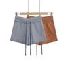 Calças de malha listradas casuais com cordão estilo americano, shorts femininos, shorts curtos, elásticos, slim, sexy, retos, para quadril