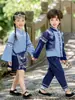 Roupas de Performance Novas Primavera e Outono 2025 para Meninas Dinastia Han Estilo Chinês Manga Longa 3 de Março Roupas de Performance para Crianças Terno para Menino