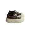 Otoño 2026 Nuevo Estilo Zapatos Casuales de Lona con Cordones de Cuero Genuino Suela de Plataforma Suela Gruesa Aumentadores de Altura Zapatos Blancos para Mujer