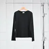 Camiseta de Manga Larga de Algodón Microelástico Negra y Blanca con Cuello Redondo en Capas Casual Simple Warren Hailong Lst033
