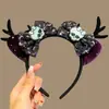 Tocado de Halloween Sombrero Mágico de Bruja Diadema Decoración de Maquillaje Diadema de Encaje Horquilla de Calabaza Accesorio para el Cabello de Fantasma