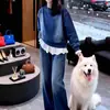 Conjunto de Moletom Jeans Estilo Relaxado com Calça Wide Leg Feminino Primavera & Outono Conjunto de Duas Peças, Conjunto Esportivo Casual