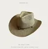 Chapéu de Palha Estilo Cowboy Ocidental Jazz para Mulheres, Chapéu de Sol de Verão com Proteção Solar, Chapéu de Sol com Aba Enrolada, Para Passeio na Praia Férias, Respirável para Homens