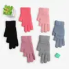 Guantes cálidos de invierno nuevos para mujer adulta, color liso, dos dedos expuestos, dedos abiertos, tejido de punto, forro polar, a prueba de frío, guantes de lana