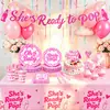 Prato de Papel Personalizado Utensílios de Mesa para Festa Decoração Chá de Bebê Refrigerante Copos de Papel Guardanapos de Papel Pratos de Papel Conjunto de Balões Bandeirola