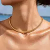 Collar cubano chapado en PVD cadena cubana de dos capas de oro de 18 quilates collar de cadena versátil simple para la clavícula hip-hop no se decolora para mujeres