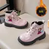 Botas Martin Forradas com Lã Outono e Inverno para Meninas Novas 2026 Botas Princesa Elsa Botas de Couro Infantis Botas Curtas para Bebê Sola Macia Antiderrapante