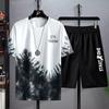 Traje de Seda Helada Nuevo de Verano 2025 para Hombre Camiseta de Manga Corta para Hombre Pantalones Cortos Tendencia de Verano Casual Deportivo Ropa para Hombre Tendencia