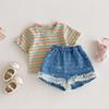 [No hay devoluciones ni cambios] Pantalones Cortos Estilo Coreano para Niñas, Nuevo Estilo Verano 2026, Pantalones de Mezclilla con Lazo a la Moda para Bebés Niñas