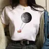 Harajuku Engraçado Menina dos Anos 90 Lua Camiseta Feminina Desenho Gola Redonda