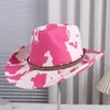 Moda Transfronteriza Nueva Decoración de Rayas de Vaca Estilo Dulce Fresco Foto Sombrero de Vaquero Viaje al Aire Libre Sombrero Estilo Occidental