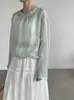 Blusa Ligera de Lino Estilo Coreano con Cuello Redondo Taochuan para Mujer 26 Verano Holgada con Cordón Versátil Protector Solar T3981