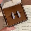 Pendientes cuadrados de cristal de diseño europeo y americano estilo francés para mujer, pendientes de alta resistencia chapados en oro, pendientes elegantes y únicos para mujer