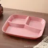 Plato Especial para Cena Reductor de Grasa Tres Compartimentos Plato para Servir Reductor de Grasa Paja de Trigo Anticaída Plato Doméstico Plato de Servicio de Alto Valor