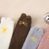 Nuevos Calcetines de Invierno para Mujer con Orejas 3D de Dibujos Animados, Coral Fleece de Media Caña, Medio Engrosados, Calcetines Casuales para Casa, Absorbentes de Sudor