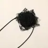 Cadena de Cuello de Encaje de Tela Tridimensional de Principios de Primavera Rose Cadena para Clavícula de Doble Propósito Cuerda de Corbata Hecha a Mano para DIY Accesorios