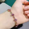 Pulseira Alexander cultivada em laboratório cravejada com múltiplas gemas prata de lei s925 cravejada com pedras que mudam de cor
