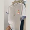 Camiseta Patchwork Listrada Versátil de Manga Curta para o Verão, Design Coreano, Casual, Solta, que Cobre a Barriga, Tamanho Grande para Mulheres Plus Size