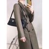 Stock Listo Fabricante Venta al por Mayor Traje de Mujer Largo Slim Estilo Coreano Ol Ropa Exterior de Moda Verde Militar Traje Casual