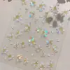 Adesivos de Unha Flor de Aurora Dinâmica Outono e Inverno Branco Brilho de Concha Florais Frescos de Alta Qualidade Decalques Adesivos de Unha