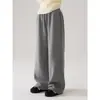 Pantalones Rectos de Imitación Cachemir para Niñas Invierno 2025 Nuevo Estilo Pantalones Anchos Cálidos con Forro Polar Versátiles Sueltos Casuales