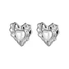 Pendientes de Acero de Titanio con Perla y Diseño de Corazón Transfronterizos Pendientes Franceses de Venta Caliente con Sentido de Diseño de Nicho Accesorios para Pendientes de Señora traje