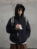 Rumen Otoño Sudadera con Capucha Patchwork Tops para Hombre Americano Holgado Talla Grande Combinación de Colores Repelente al Agua Tops para Hombre Top