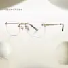 Gafas Raysand de Estilo Japonés Ultraligeras Sin Marco de Titanio Puro para Mujer, Luz Azul Anti-Reflejo, Miopía, Hechas a Mano, Lentes Graduados Personalizables