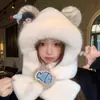 Lindo juego de dos piezas de peluche de pingüino para sombrero y bufanda, cálido, grueso, a prueba de viento, resistente al frío, adecuado para estudiantes y ciclismo