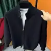 Cárdigan de punto liso con cremallera para hombre, suéter versátil para otoño e invierno, chaqueta ajustada con cuello alto