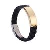 Pulsera deportiva de silicona para hombre, joyería de moda europea y americana, con letras láser sencillas, de acero inoxidable, al por mayor