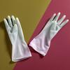 Guantes de Limpieza para el Hogar de Dos Tonos Degradado de Verano para Mujeres Cocina del Hogar Limpieza Impermeables Lavavajillas PVC Protección Laboral Goma Gruesa Cuero de Goma
