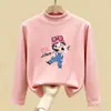 Roupa de baixo infantil com forro de fleece para outono e inverno 2026, novo estilo, blusa infantil de gola alta curta, camiseta de manga comprida para usar em camadas no outono e inverno