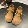 Otoño 2025 Nueva Moda Zapatos Planos con Borlas, Cordones y Perlas para Mujer Zapatos Boken Zapatos Casuales Versátiles
