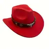 Sombrero de Fieltro de Ala Enrollada de Vaquero Occidental, Superventas Transfronterizo, Sombrero de Fieltro de Lana para Todas las Estaciones, Sombrero de Jazz Unisex de Ala Curva