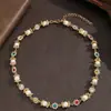 Nuevo collar de flor de perla de moda INS transfronterizo con gemas coloridas incrustadas de diamantes, collar de diseño de nicho dopamina para hombres
