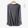 Camisa Básica Feminina Primavera e Outono Nova Algodão de Fibra Longa Absorção de Umidade Respirável Solta Confortável Casual para Usar por Baixo Manga Longa