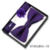 Conjunto de Três Peças com Gravata Borboleta Masculina, Lenço Quadrado e Broche em Caixa de Presente para Casamento, Padrinhos, Terno, Decoração de Camisa, Gravata Borboleta, Gravata Borboleta