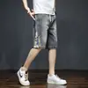 Pantalones Cortos de Verano Finos de Mezclilla para Hombre, Pantalones de Cinco Puntos Bordados Sueltos, Ropa de Trabajo de Marca Moderna, Pantalones Cortos Versátiles Casuales de Longitud Media