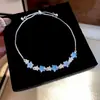 Pulsera con Colgante de Estrella de Zircón Azul Claro Starlight, Ajustable con Cordón, Joyería Fina de Alta Gama para Mujer, Fresca y Delicada