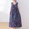 Novo Vestido de Algodão e Seda de Verão para Mulheres, Solto e Justo, para Mães de Meia-Idade e Idosas, Saia de Grande Balanço, Elegante Saia Longa, Saia de Praia