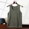 Outono e Inverno Caxemira Gola U Alça Masculino Cor Sólida Camiseta Interna Colete Tricotado Solto Sem Mangas Colete