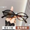 Gafas Fotocromáticas Estilo Campus Nerd Marco Ovalado Estilo Chica Dulce Estampado de Leopardo Retro Marco Liso Estilo Coreano