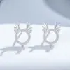 Aretes de asta de plata de ley maciza S925 de 6.2 mm con engaste vacío para moissanita DIY personalizados estilo ins, exquisitos y lindos