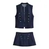 Ins estilo europeo y americano transfronterizo 2026 nueva moda elegante top sin mangas versátil de ajuste ceñido para mujer con decoración de hebilla de nudo + pantalones cortos