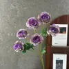 Flores artificiales, 6 cabezas de peonía, arreglos florales para bodas, decoraciones de boda, centros de mesa para pasillo, decoración suave, paisajismo, venta al por mayor para exportación